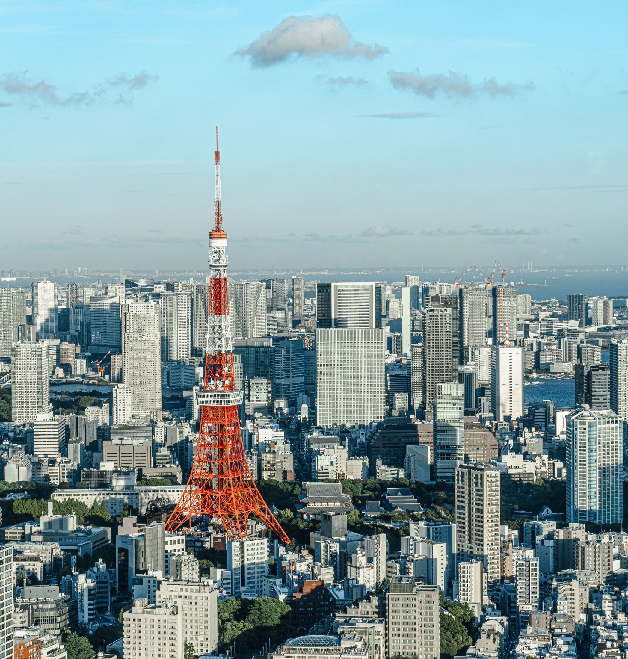 Tokyo Tower above the city in daylight